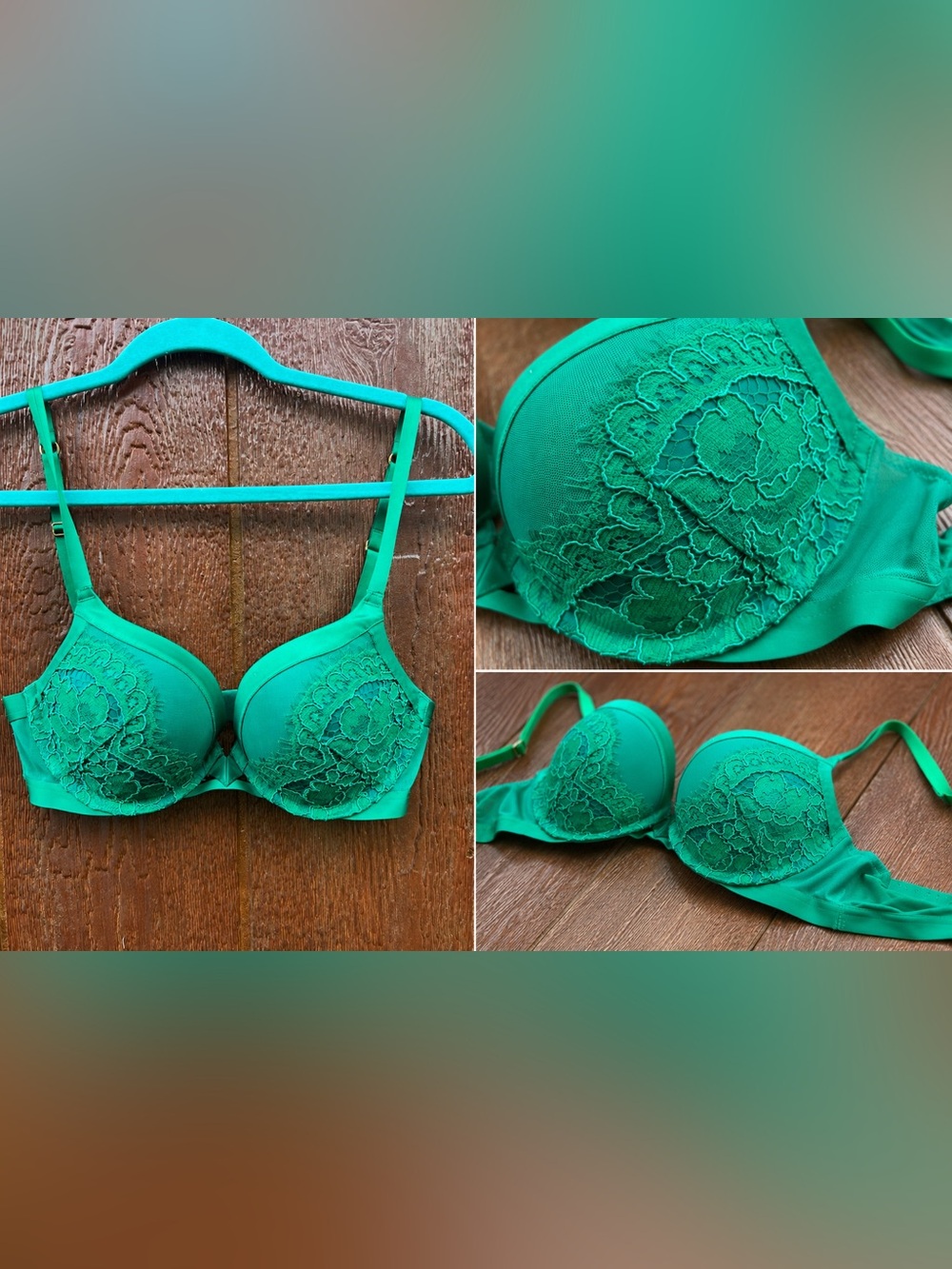 Victoria’s Secret Very Sexy Push-Up Bra 34C Emerald Green Lace